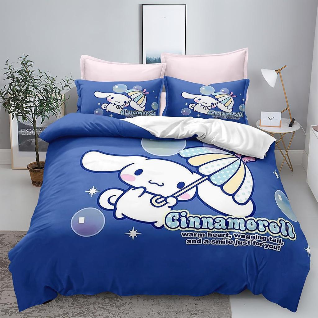 Sanrio Pom Pom Purin Cinnamoroll Bettwäschesets Bettdecke Steppdecke Bettbezug Bettbezug Kissenbezug 2-3-teilige Sets Kinder Erwachsenengröße