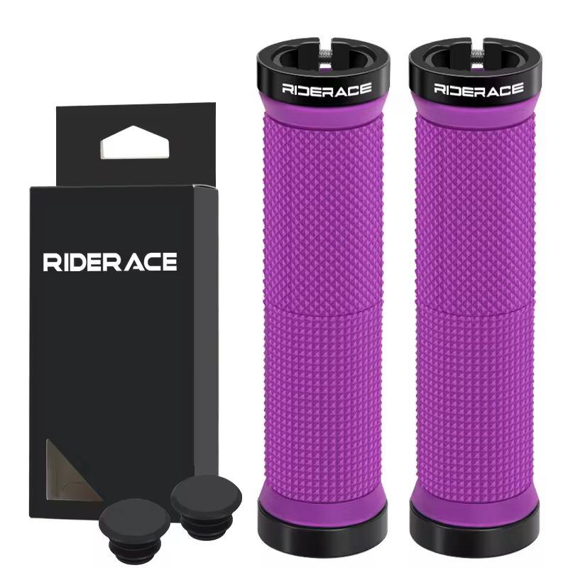 

Чехол на руль горного велосипеда, противоударный, нескользящий, эргономичный, резиновый, ручки для велосипедного руля RIDERACE, защелка на MTB фиолетовый