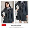 Unisex British College-Style Suit Jacket & Pleated Skirt Set: Stylish, Professional JK Uniform.