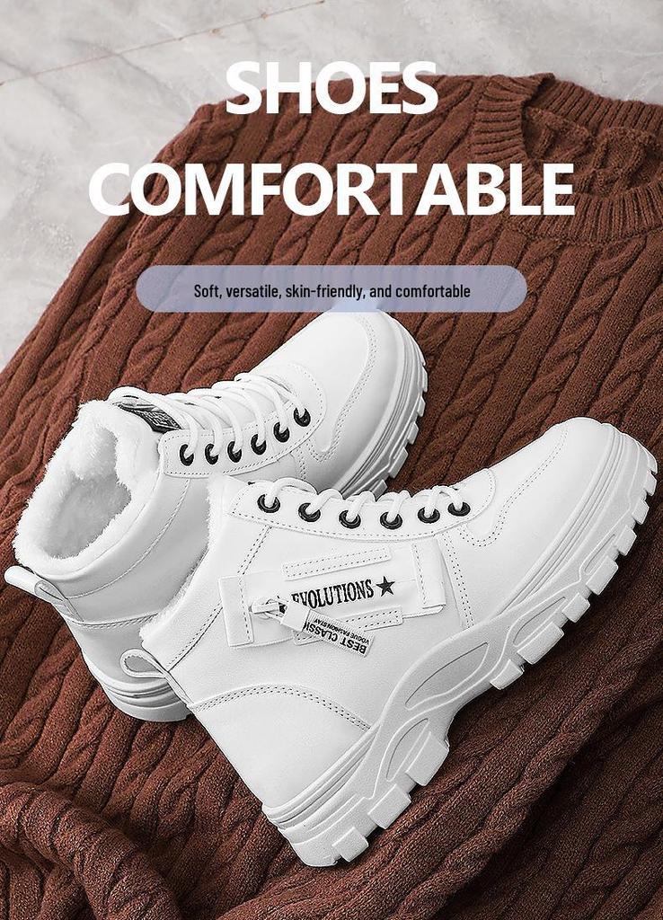 Women's Warm Waterproof Mid-Calf Lace-Up Snow Boots with Thick Velvet