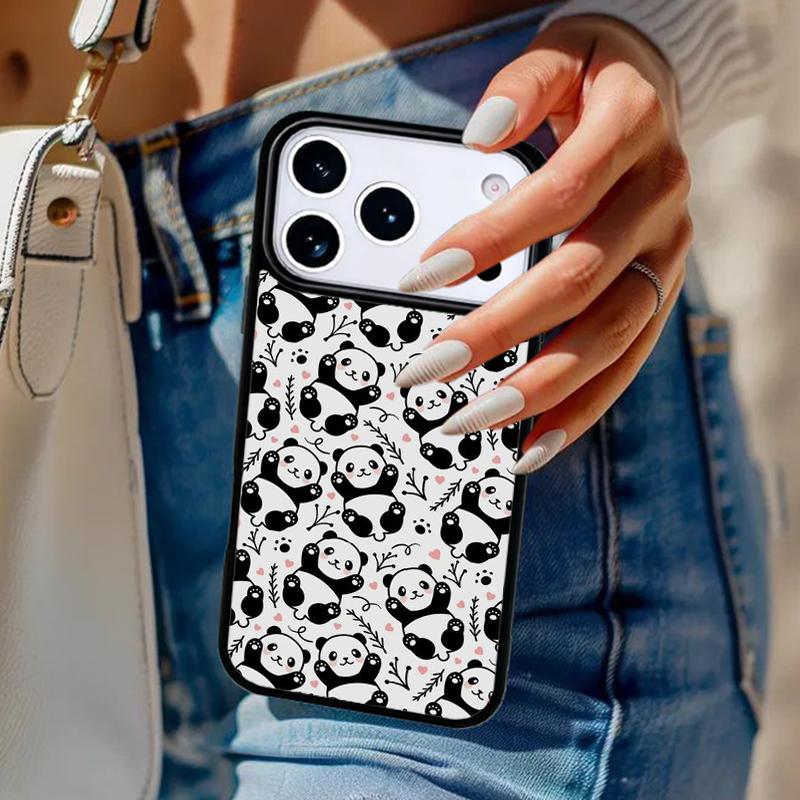 

Cute Panda Phone Case For iPhone 17 Air 14 15 13 12 Max Cover For Apple 14 15 16 16e 11 Pro Max Plus Coque iPhone 17pro max