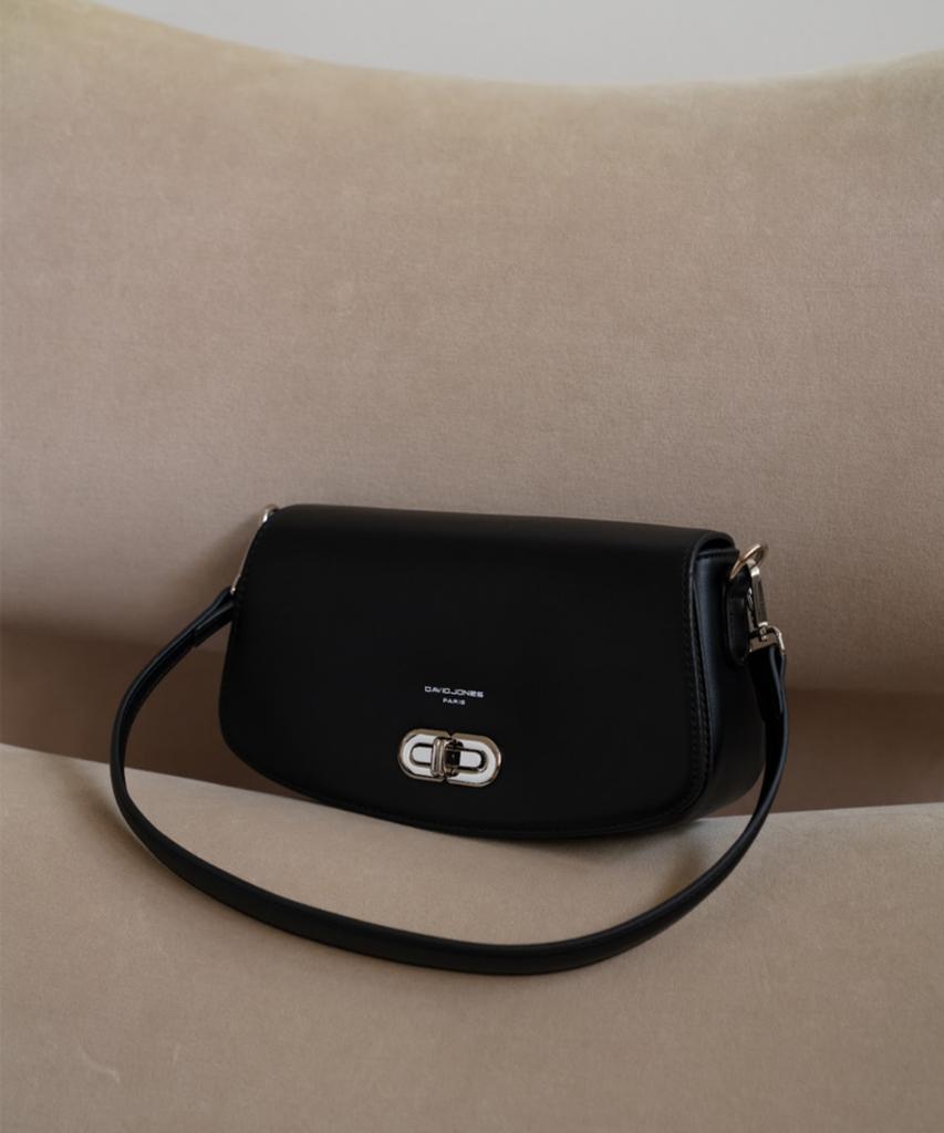 David Jones Le Mare 2-Way Mini Flap Shoulder Leather Bag_Black (Cm7856)