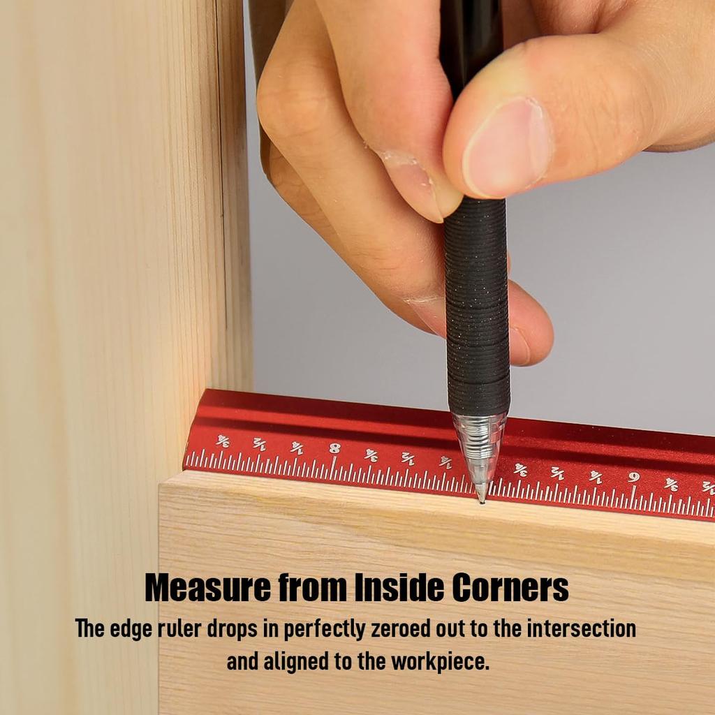 Woodworking Edge Ruler Set Corner Rulers Precision Edge Measuring Ruler V Shaped Straight Ruler 7/9/13 Inch