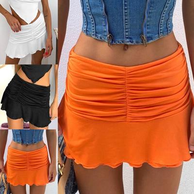 Dame Trendy Sommer Beachwear Harajuku Mini Röcke Plissee Frau Hohe Taille Rock