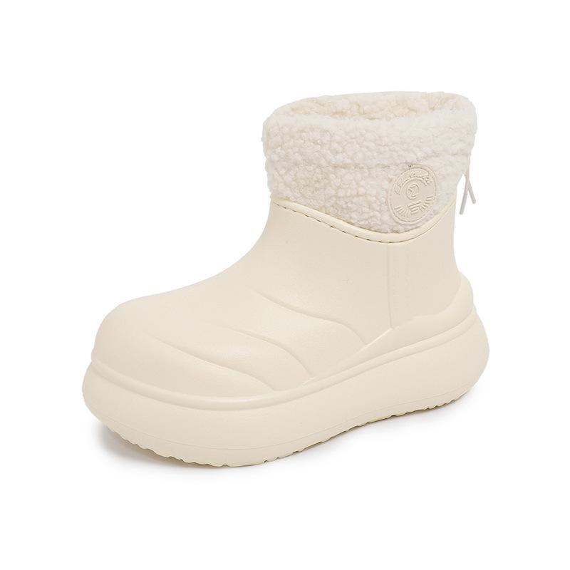 Women's Large Size Soft Sole Winter Warm Waterproof Fur One Anti-slip Snow Boots Padded Lined Ankle Boots Waterproof Outdoor Sports Cotton Boots