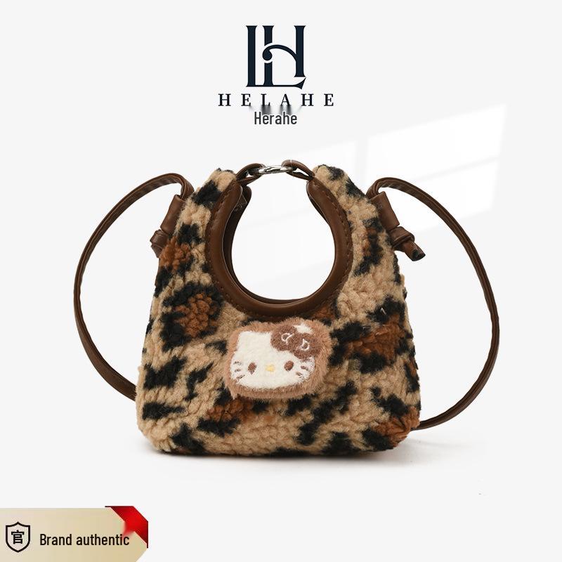 

Ретро плюшевая детская сумочка с леопардовым принтом - Универсальная сумка через плечо для конфет на осень/зиму 2025 коричневый