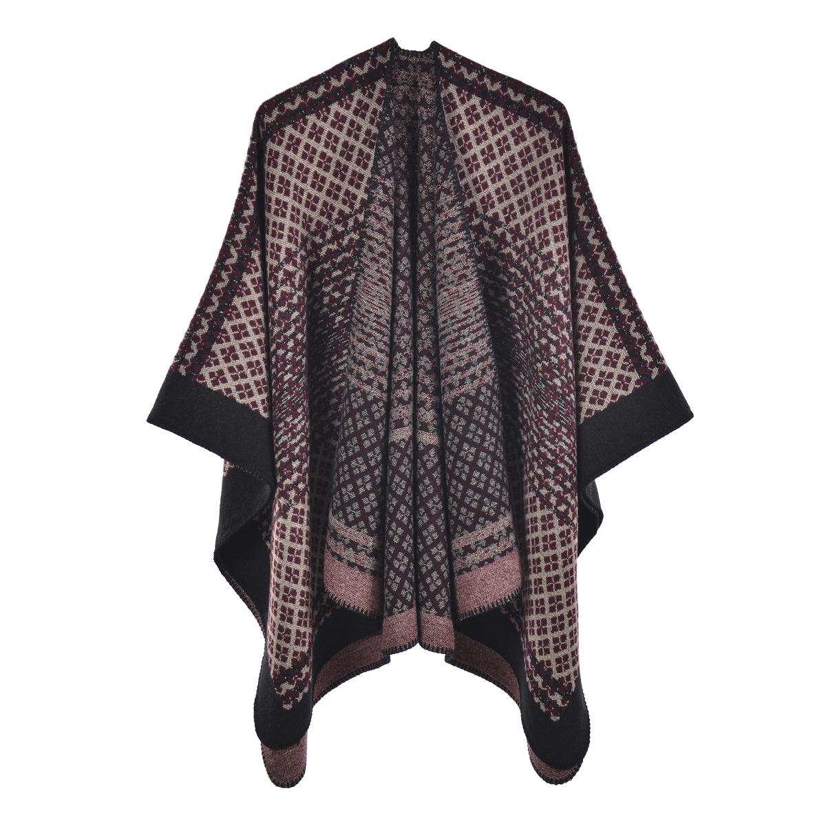 

Туристическая шаль, осенне-зимний вязаный шарф из искусственного кашемира с секущимися концами, накидка с масляной росписью и плащ. One size