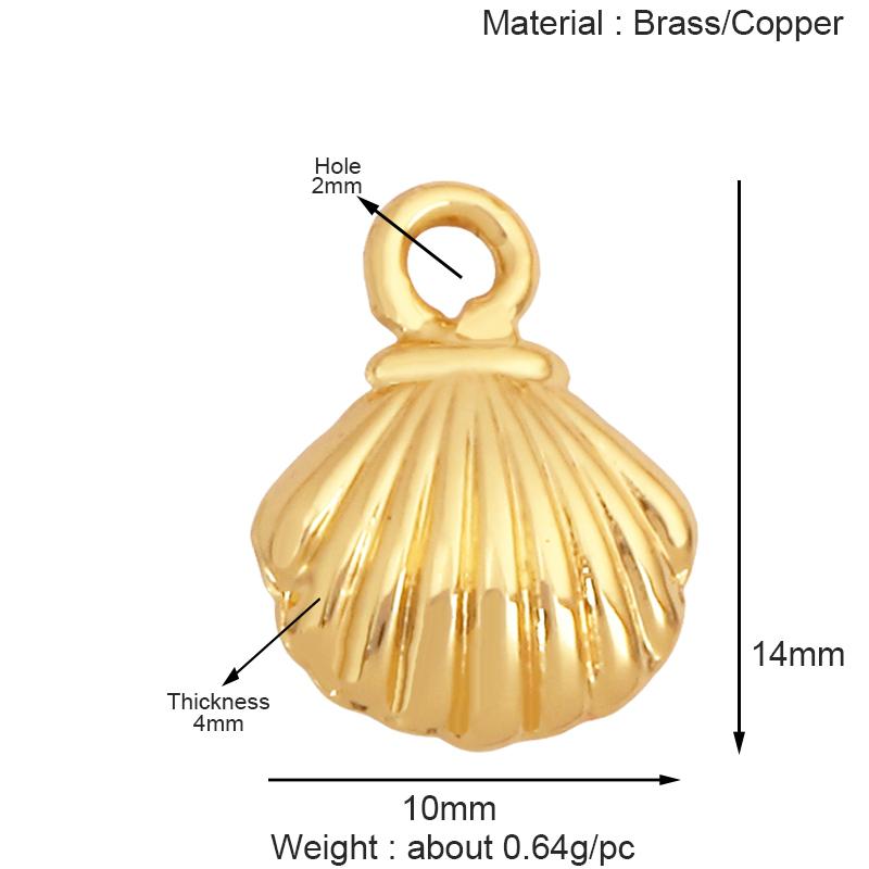 Marine Organism Sea Horse Turtle Fish Conch Shell Starfish Charm Pendant,Real 8K Gold Plated Zircon Jewelry Finding Supplies S05