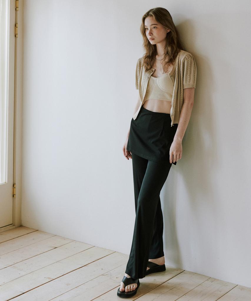 OCTETTE Jersey Skirt Wrap Pants_Black