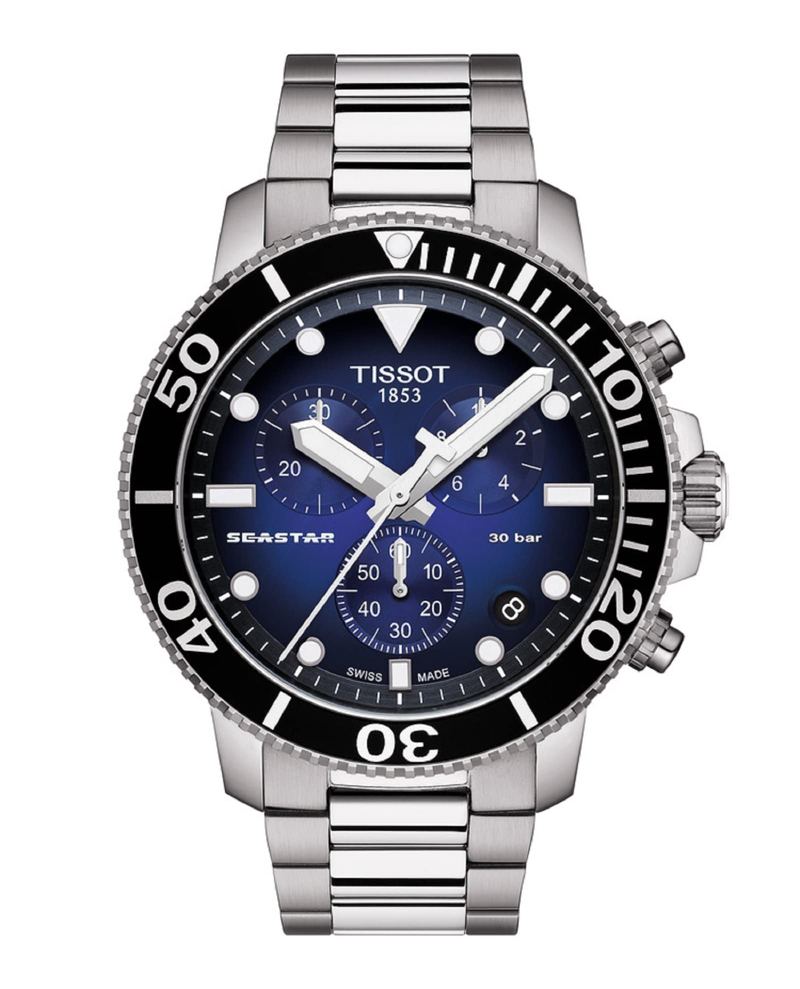 

Tissot Men s Seastar 1000 Chronograph Watch with Blue Dial and Bracelet, T1204171104101 [Official Import]
