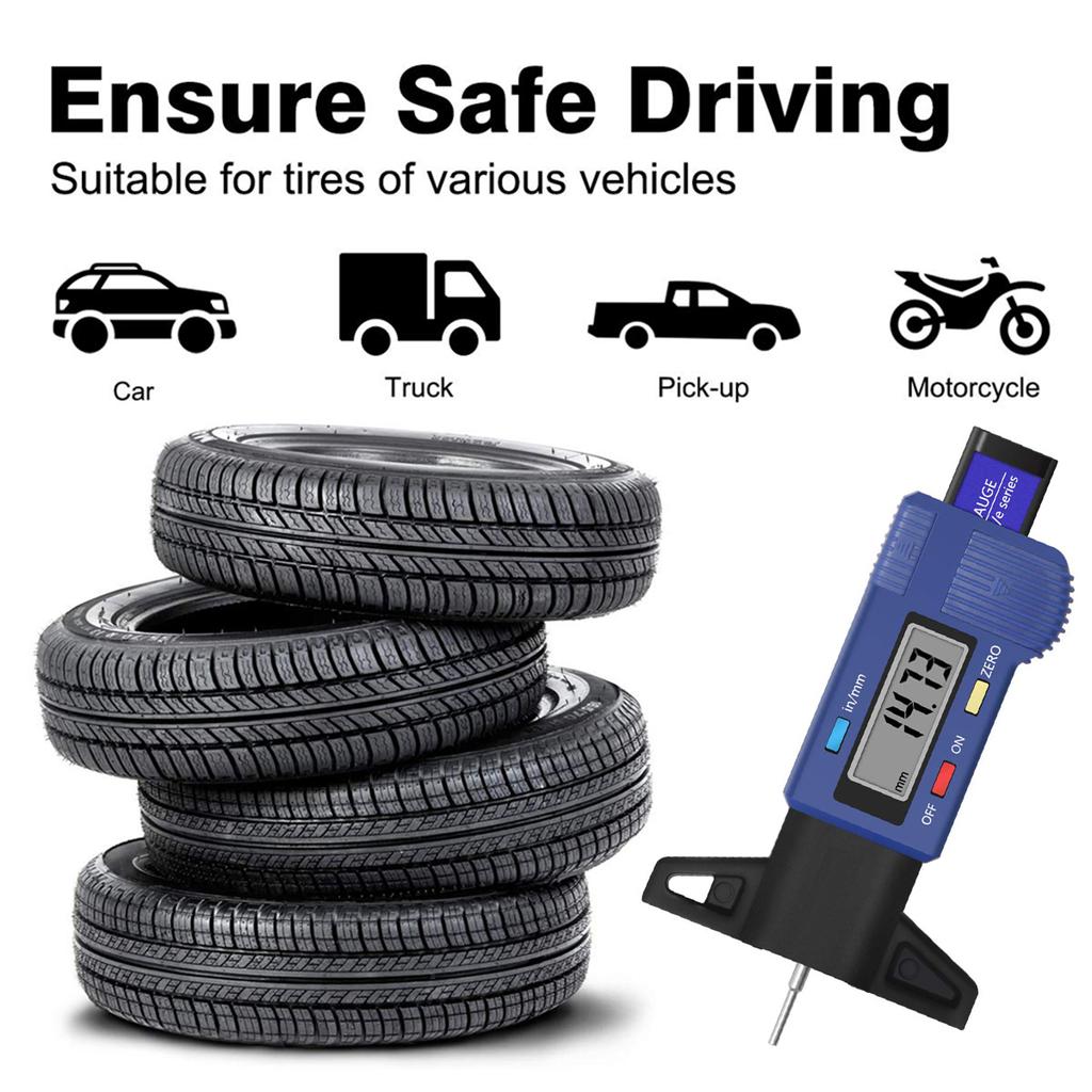 Digital Tyre Tread Depth Gauge Multipurpose Car Tread Depth Tester Tool for Safe Auto Tyre Tread Monitoring Tyre Wear Detection