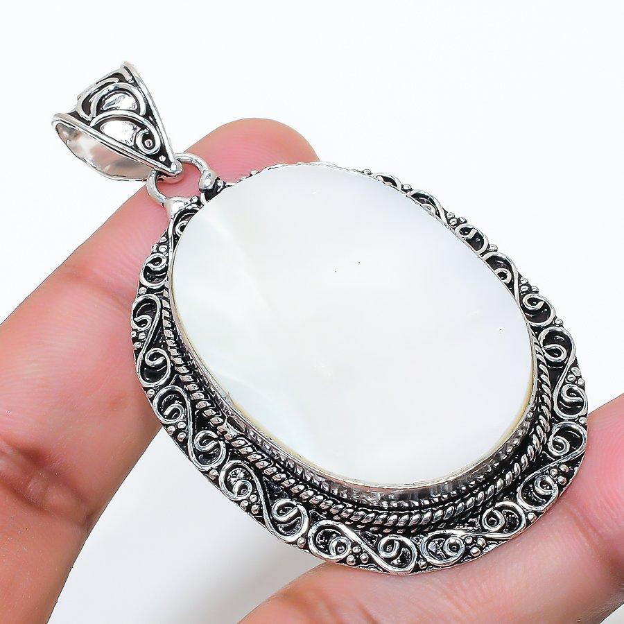 Natural Mother Of Pearl Gemastone 925 Sterling Silver Jewelry Pendant 2.40 AP-14403