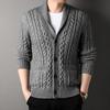 Maglione a coste con revers - Stile britannico, manica lunga per autunno e inverno