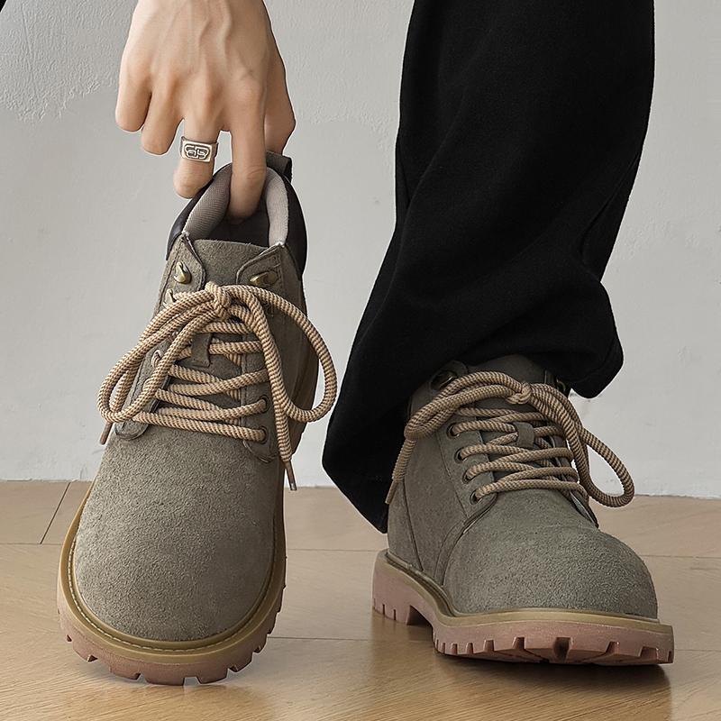 Herrenstiefel, High-Top-Stiefel, Herrenlederschuhe, Modische Wanderstiefel für Frühling und Herbst, Outdoor-Sportschuhe, Rutschfeste Stiefel