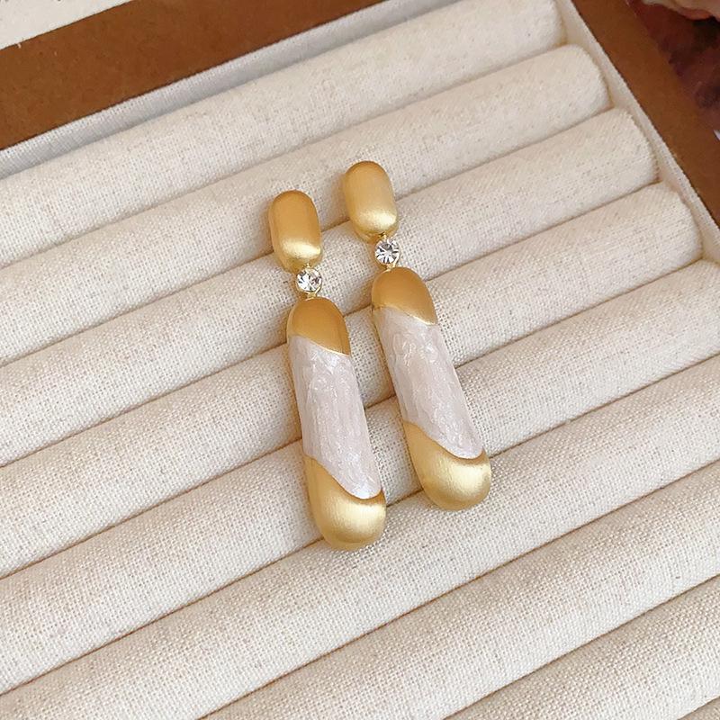 Vintage Silver Needle C-Shaped Diamond Pearl Stud Earrings - Elegant and Versatile Niche High-End Jewelry