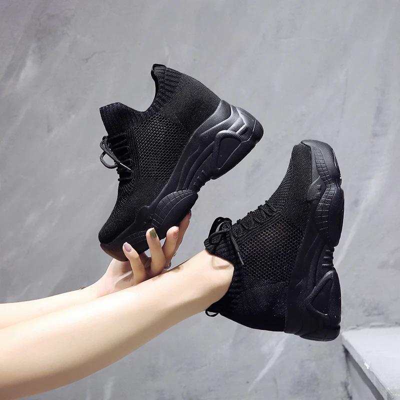 Baskets à plateforme à talons cachés de 9 cm pour femmes, chaussures respirantes en maille aérée, chaussures décontractées de printemps