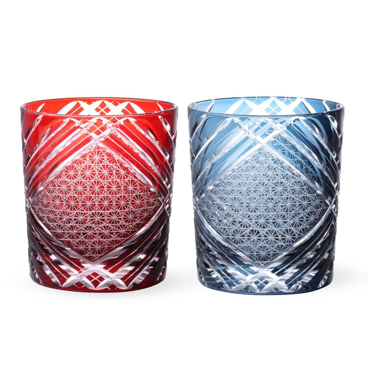 

Retro Kiriko Glass Window Current Model J-kitchens Pair, 80xH90mm, 280cc, Pattern, Red,