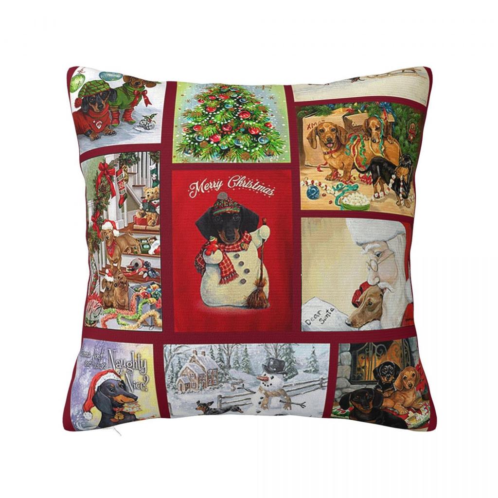 Cute Dachshunds Puppy Pillowcase Polyester Cushion Cover Gift Gift for Animal Dog Lover Throw Pillow Case Cover Seater