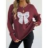 Women S Round Neck Long Sleeve Pullover Sweater Featuring Embroidered Lace Butterfly Splicing