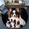 Papillon Dog Round Area Rug,Carpet Rug for Living Room Bedroom Sofa Playroom Decor,Non-slip Floor Mat
