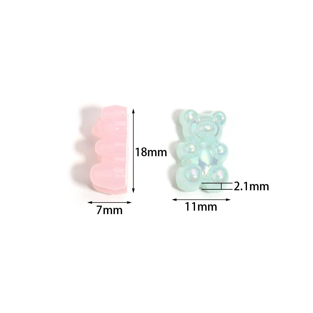 50Pcs 18×11mm Acrylic Mini Bear Beads Colorful Vertical Hole Beads For DIY Handmade Bracelet Phone Chain Jewelry Accessories