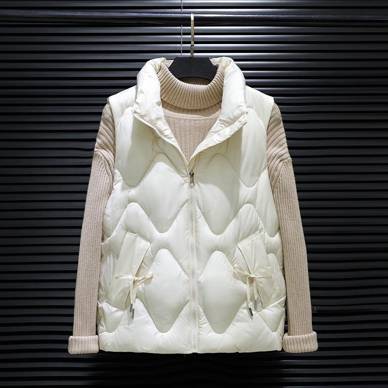 

Vest women s light and thin large size short fashion outer wear vest thermal stand-up collar silk cotton vest winter cotton M