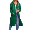 Women's Solid Color Fashionable Loose Zipper Long Cardigan Hooded Sweatshirt Jacket