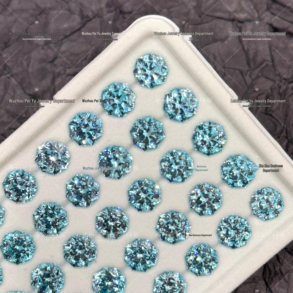 Octagonal Queen Cut Zircon Gem, 6/8mm, Super Sparkle Coated for DIY Jewelry