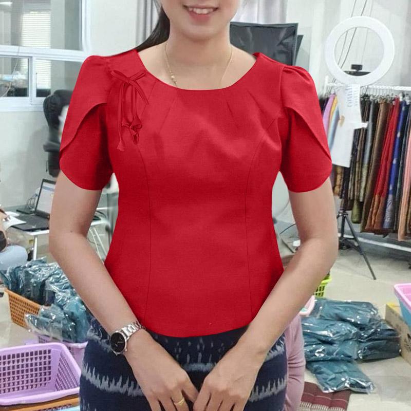 ZANZEA Dámská letní ležérní halenka s kulatým výstřihem a krátkým rukávem