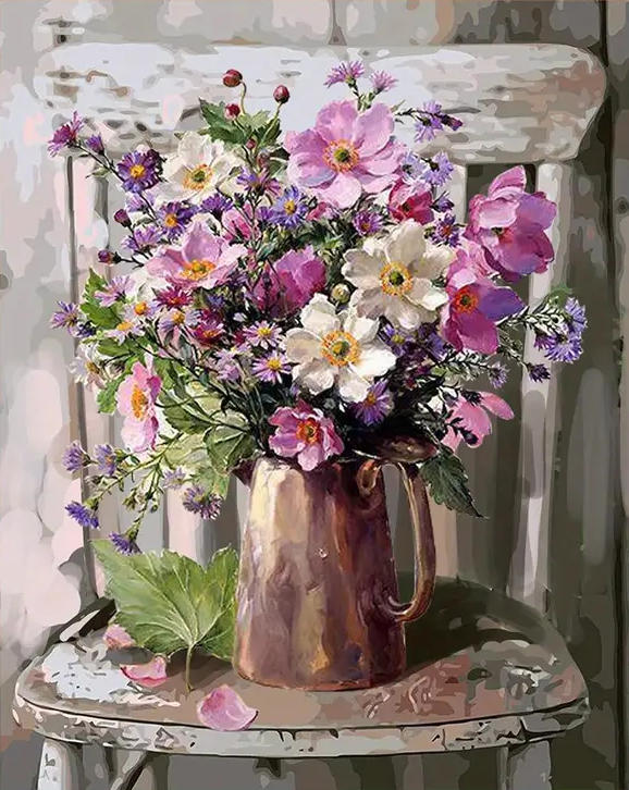 Flowers Number Painting Diy Painting Kit For Adults Paint By Numbers Canvas Acrylic Painting Custom Paint By Number Gift paint