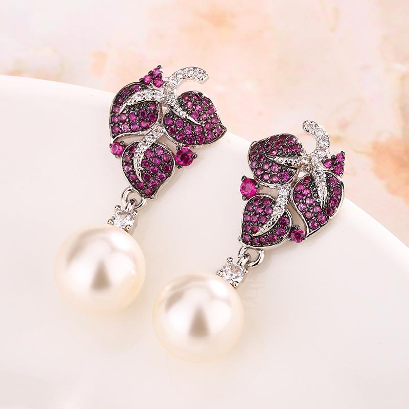 Jewelry Pearl Set White Bead Platinum Grey Pearl Stud Earrings Necklace Earrings Pendant Fashion Jewelry Women