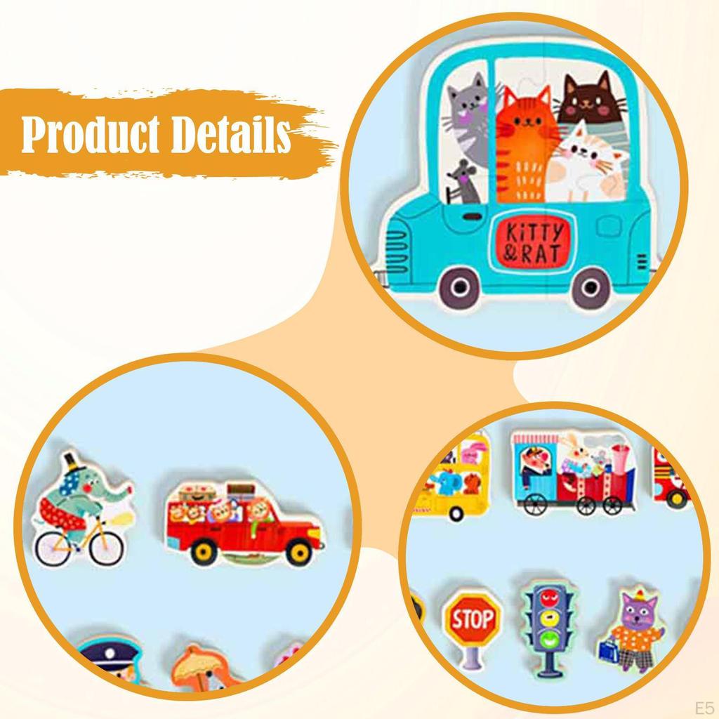 2 in 1 Wooden Toddler Puzzle Drawing Board Children for 46 Years Boys Girls Style A