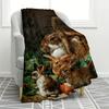 1pc Art Rabbit Print Blanket, Flannel Blanket, Soft Warm Throw Blanket Nap Blanket For Couch Sofa Office Bed Campin
