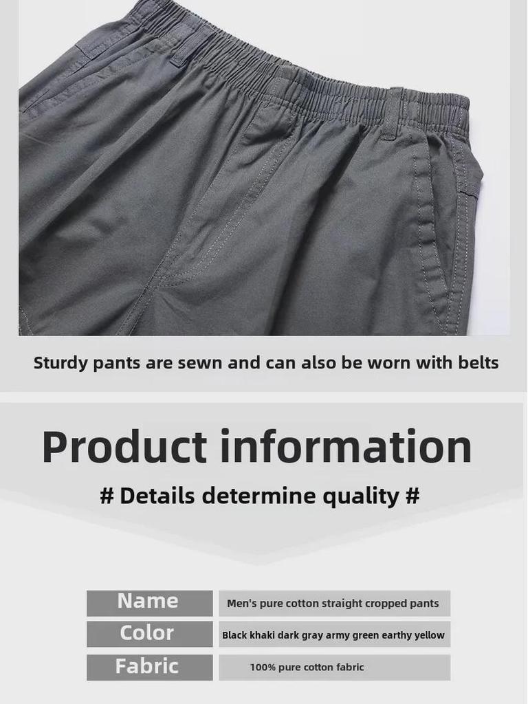 Letní pánské bavlněné tříčtvrteční šortky - Volný střih pro středního věku a starší