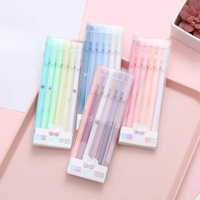 6 bolígrafos de gel estéticos Morandi con degradado de color de 0,5 mm, tinta negra, papelería para estudiantes kawaii, útiles escolares bonitos para niños