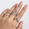 SHIXIN 3Pcs Design Irregular Lines Geometry Open Ring Set for Women Punk Gold Color Hollow Out Curved Ring Party Wedding Jewelry