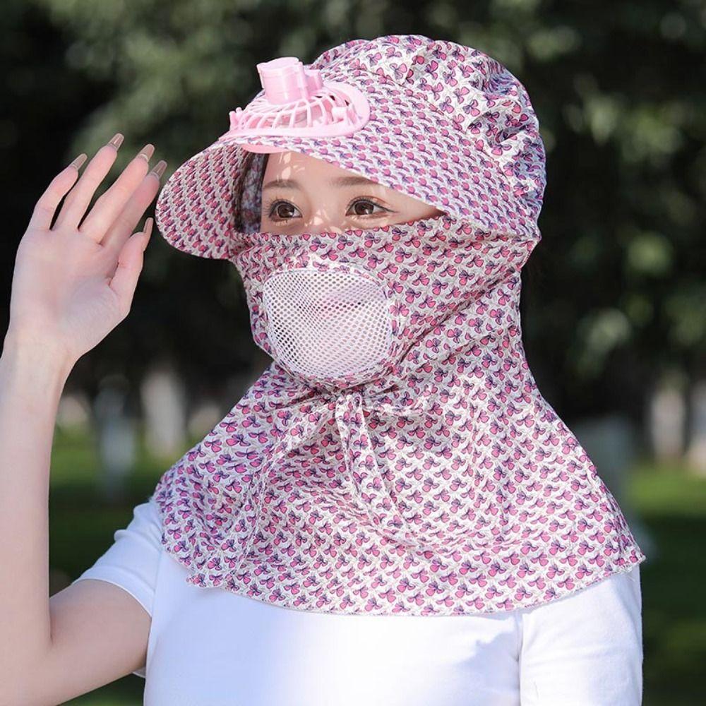 With Electric Fan Fan Camping Hat Breathable Sunscreen Hat New Face Hood Hat  Outdoor