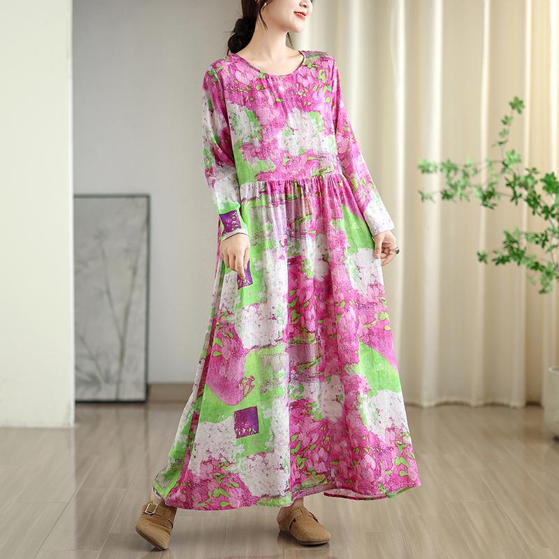 Long sleeve plus size cotton vintage floral new in dresses for women casual loose spring summer autumn dress