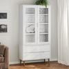 VidaXL Display Cabinet MOLDE White 90x35x175 Cm Solid Pine Wood 350544