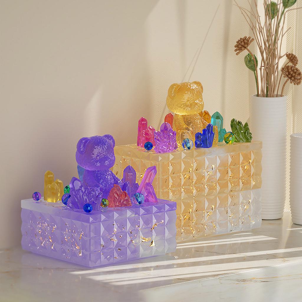 Diy Crystal Mold Square Rectangular Storage Box Mirror Silicone Mold with Lid Container Box Mould Home Decoration Tools