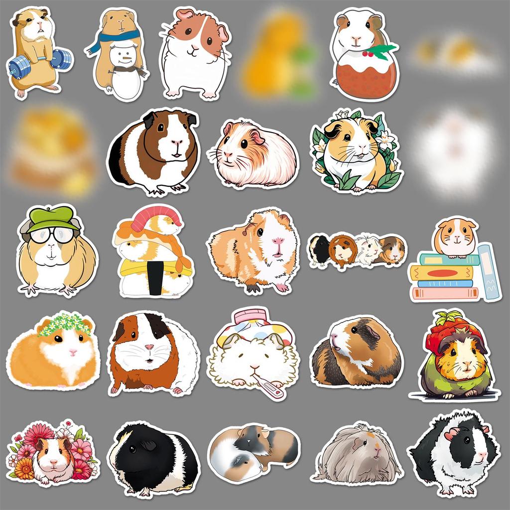 51 Guinea Pig Waterproof Cartoon Stickers for Phone Cases, Thermos Cups, and Computers