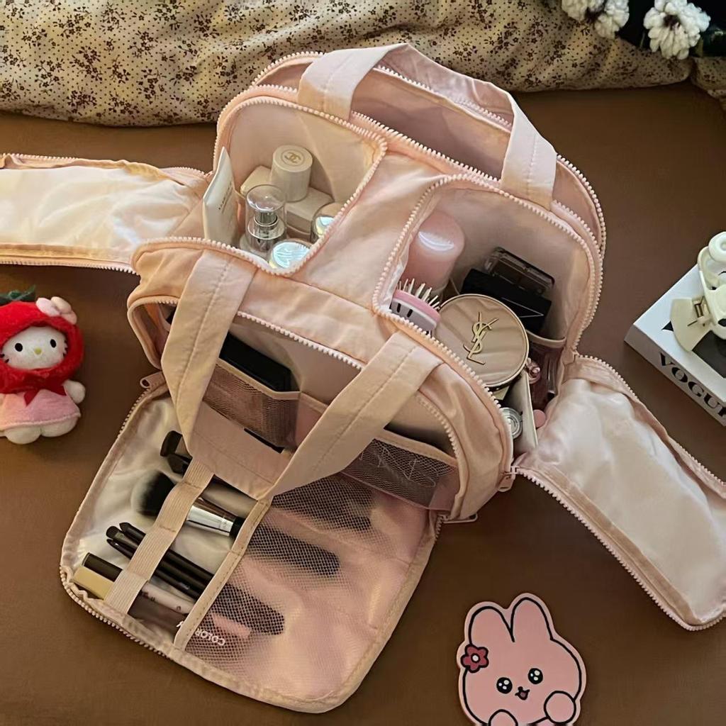 Durable Waterproof Double-Opening Makeup Bag - Large Capacity, Portable & High-Value for Travel