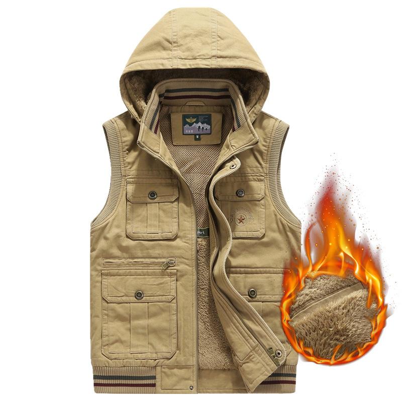 Winter Vest Men's New Style Plus Velvet Warm Loose Hooded Large Size Vest Men's Waistcoat