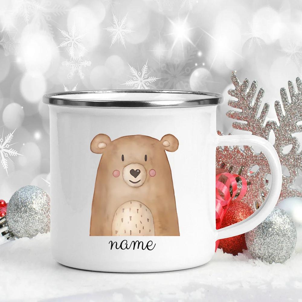 Personalized Children's Mug Baby Gift Gifts Enamel Cup Forest Animals Enamel Camping Cups with Name Gifts for Children