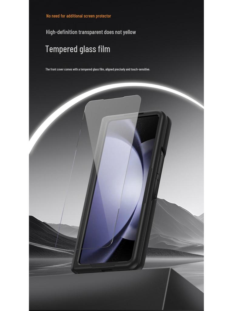 Samsung Fold6 Case with Stand: Protective PC Shell, Integrated Leather, Wrist Strap