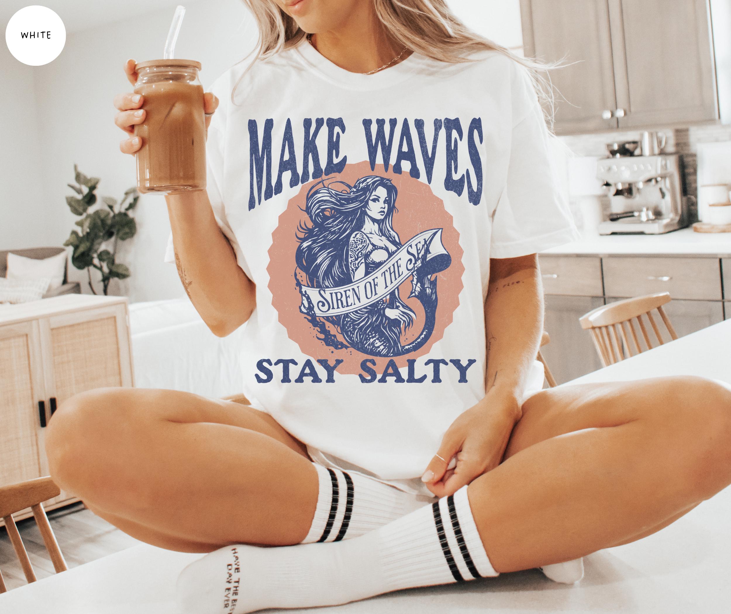 

Plus Size Summer Womens Vintage Mermaid Beach TShirt Cotton Breathable Stylish Versatile Street Style Oversized XL