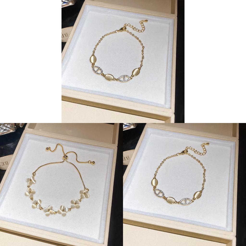 Fashion Cat Eye Jewelry Flower Bracelet With Gold Electroplating For Womens Accessories