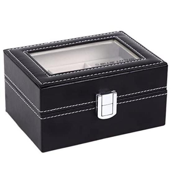 BLUELOTUS Watch Storage Watch Collection Case for 3 Case, Watches, BL-291 (Black)