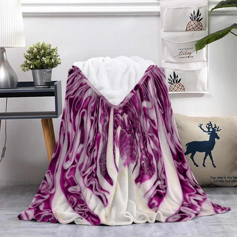 Funny Purple Cabbage Throw Blanket Realistic Vegetable Shape Flannel Fleece Blanket Soft Cozy Nap Wrap Creative Novelty Gift