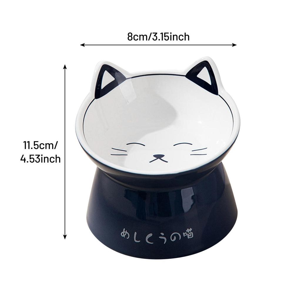 Ceramic Raised Cat Food Bowl Dish and Water Stylish 11.5cmx8cm